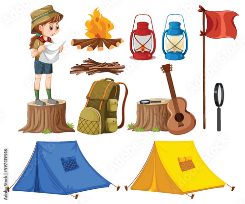 Vector set of camping tents