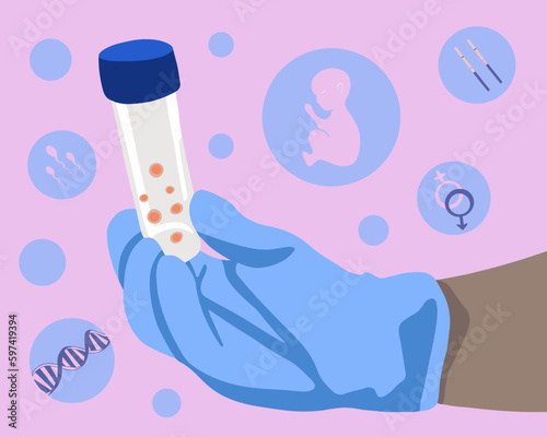 Artificial insemination vector isolated illustration. Egg freezing. Delayed motherhood. Egg donation.