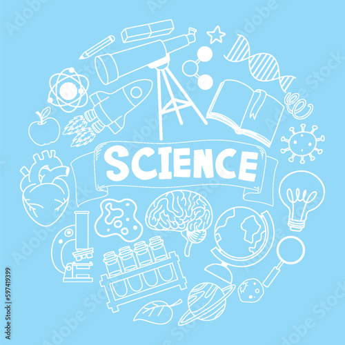 Science Banner with Doodle Icons