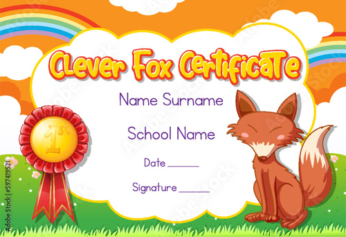 Certificate for kids template with customizable design with playful fonts
