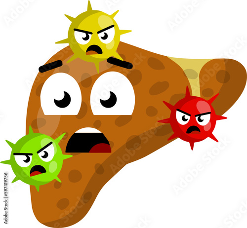 Bad liver. Attack germs and cirrhosis of the liver. Health problem