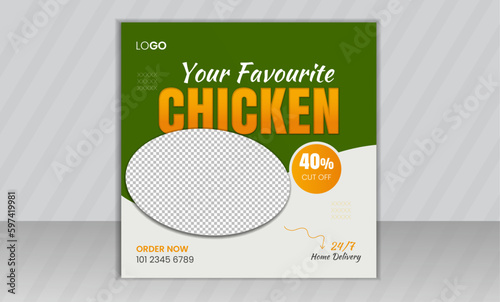 Fast food restaurant business marketing social media post or Instagram post or  web banner template design, Fresh pizza, burger & pasta online sale promotion flyer or poster.
