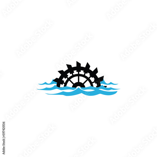 Water mill logo vector icon concept illustration design