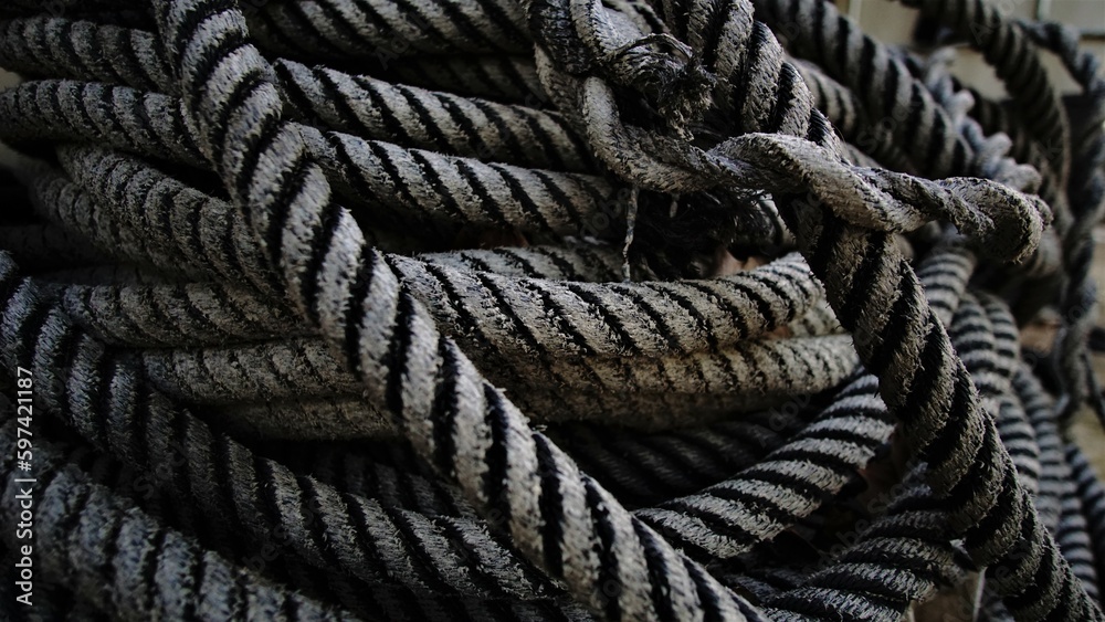 black industrial rope stacked as background black industrial rope stacked as background