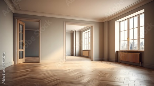 Empty modern room design, stock photo, real estate, room design, web design, interior, Generative AI © Filip