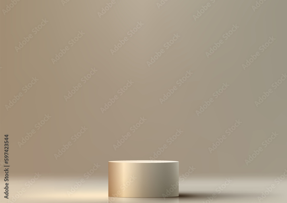 3D realistic modern luxury style shiny golden metallic podium stand minimal wall scene on clean background