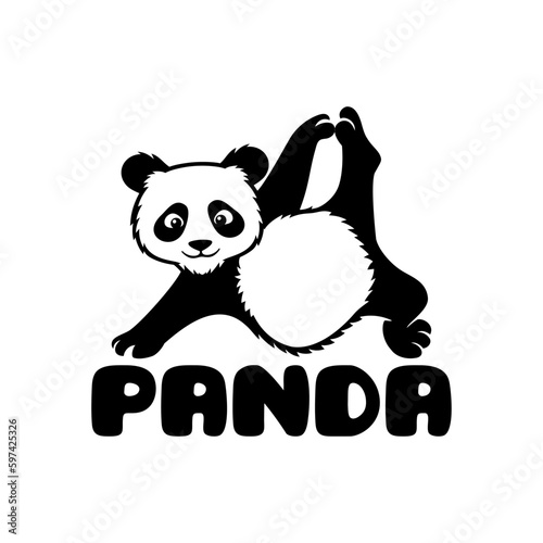 Cute panda bear sign on white background.