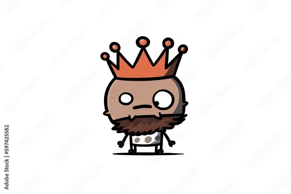 Naklejka premium cartoon character wearing a crown on his head with a smile on his face. Generative AI