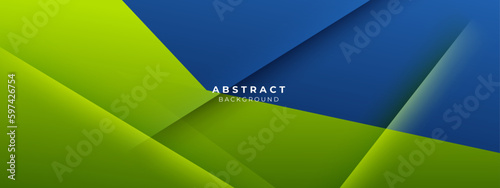 Minimal blue and green geometric shapes abstract modern background design. Design for banner