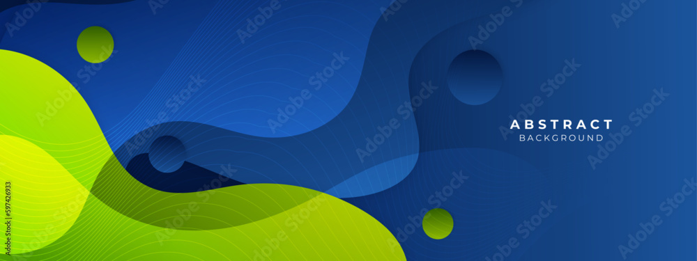 Abstract blue and green background with 3d modern trendy fresh color for presentation design, flyer, social media cover, web banner, tech banner