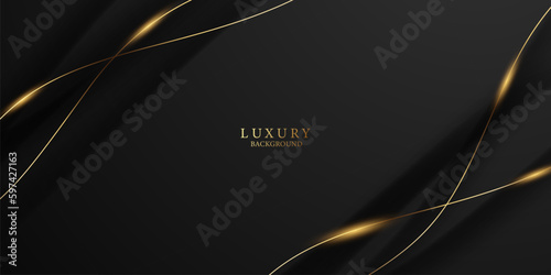 Abstract modern design black background with luxury golden elements vector illustration.