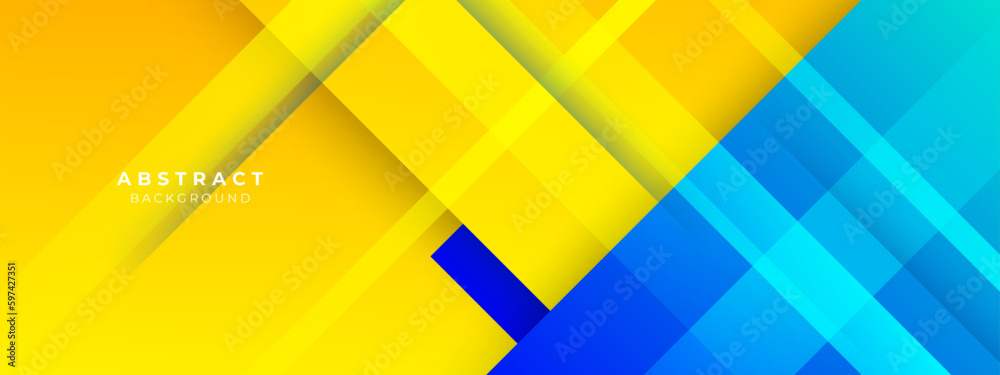 Abstract blue and yellow geometric shapes vector technology background ...