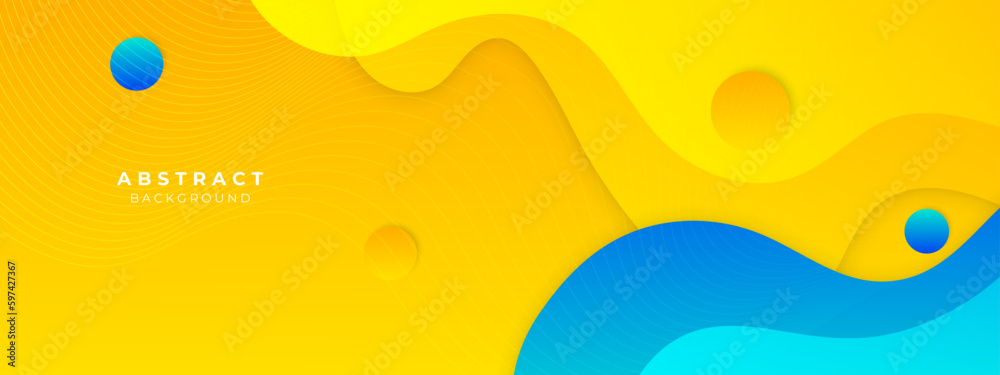 Abstract blue and yellow background with 3d modern trendy fresh color for presentation design, flyer, social media cover, web banner, tech banner