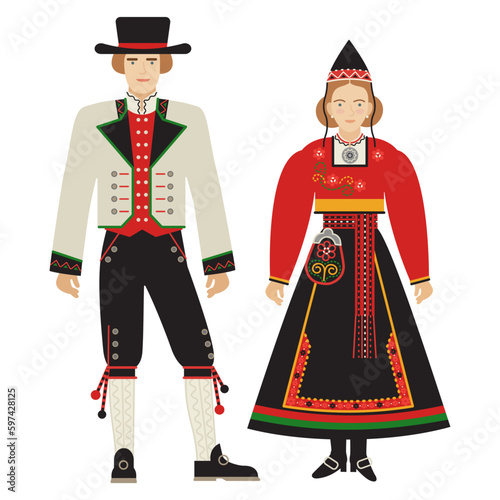 girl and young man in folk Norwegian costume