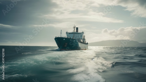 Transportation cargo ship on the ocean