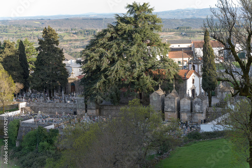 Aerial view of Trancoso church and cemmetery. Portugal photo