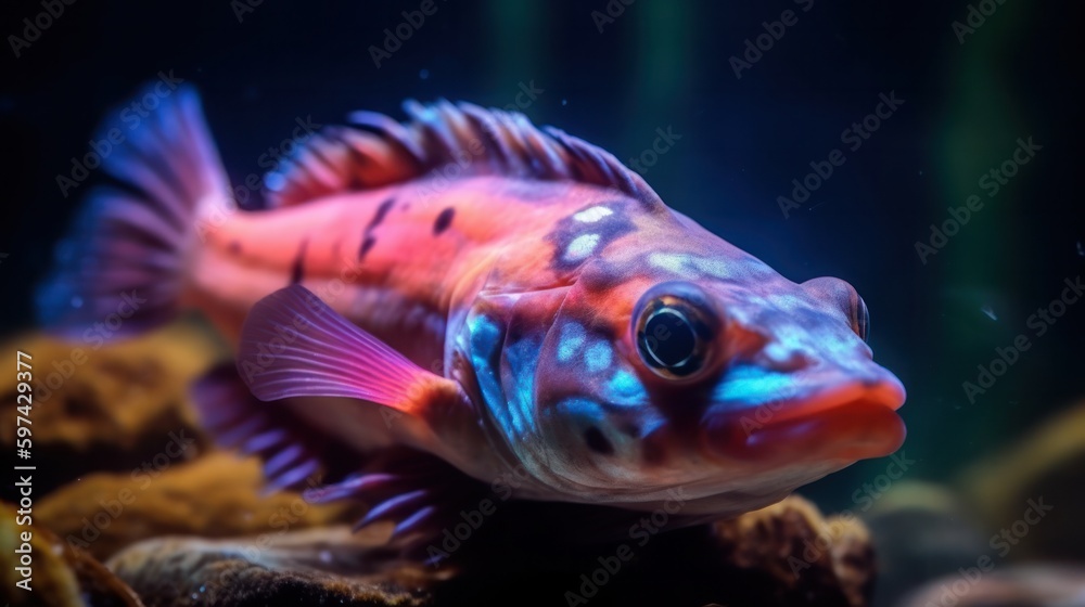 Colorful cyclazomes fish in an aquarium Colorful cyclazomes fish in an aquarium