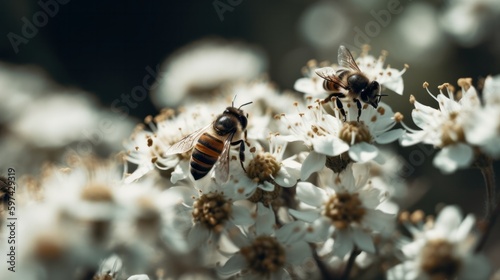 bees on white flower