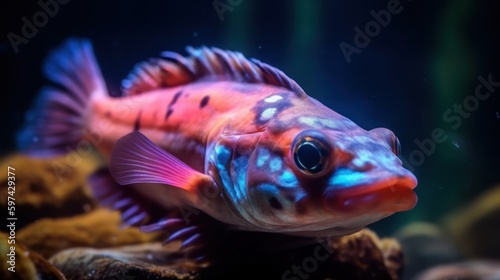 Colorful cyclazomes fish in an aquarium