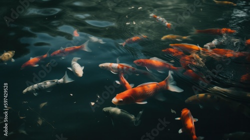 koi fish swimming in the pond  © bazusa
