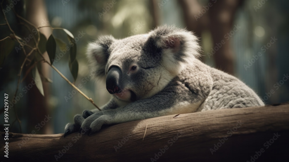 Obraz premium small gray koala bear in tree