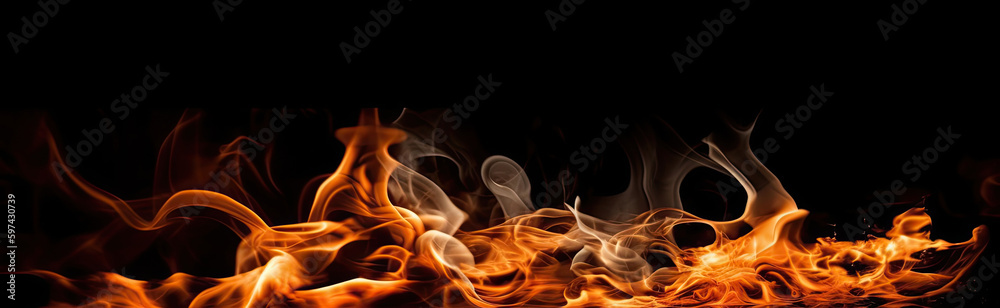 Burning fire on a black background. Generative AI
Burning fire on a black background. Generative AI