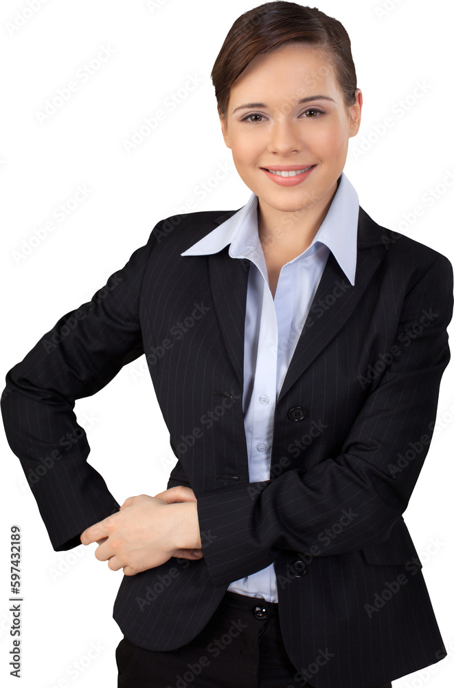Smiling Businesswoman with Hand on Hip - Isolated Smiling Businesswoman with Hand on Hip - Isolated