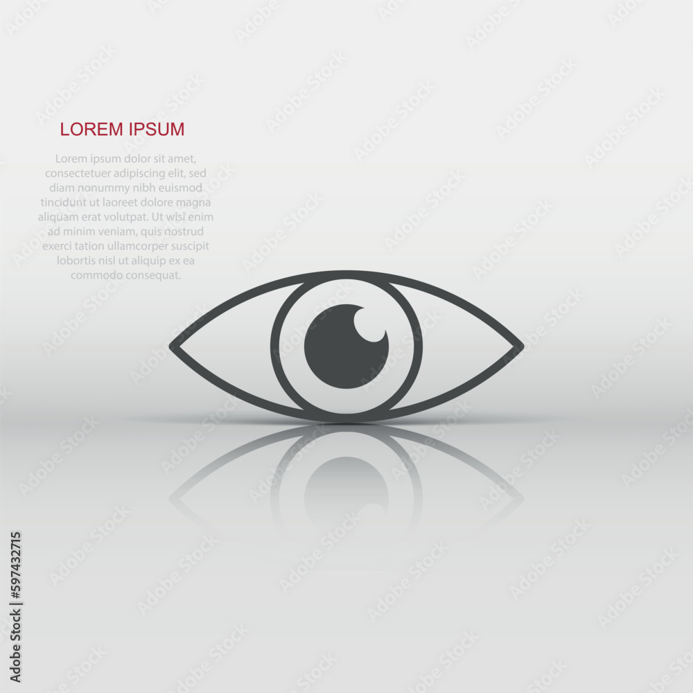 Vector eye icon in flat style. Eyeball look sign illustration pictogram. Eye business concept.