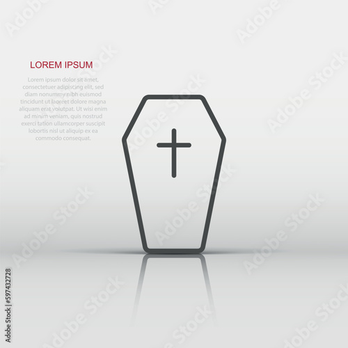 Vector halloween grave icon in flat style. Gravestone sign illustration pictogram. Rip business concept.