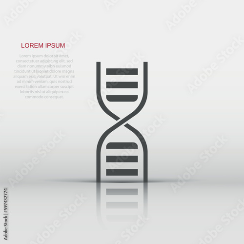 Vector dna icon in flat style. Medecine molecule sign illustration pictogram. Dna business concept.