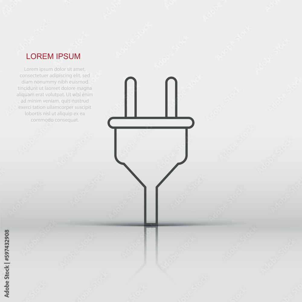 Vector electric plug icon in flat style. Power wire cable sign illustration pictogram. Wire business concept. Vector electric plug icon in flat style. Power wire cable sign illustration pictogram. Wire business concept.