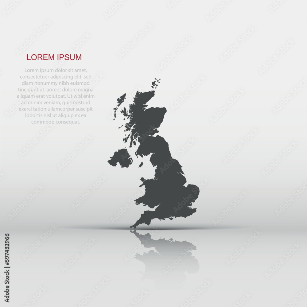 Vector Great Britain map icon in flat style. Great Britain sign illustration pictogram. Cartography map business concept.