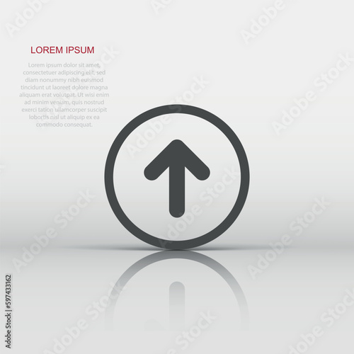 Vector arrow up icon in flat style. Forward arrow sign illustration pictogram. Cursor business concept.