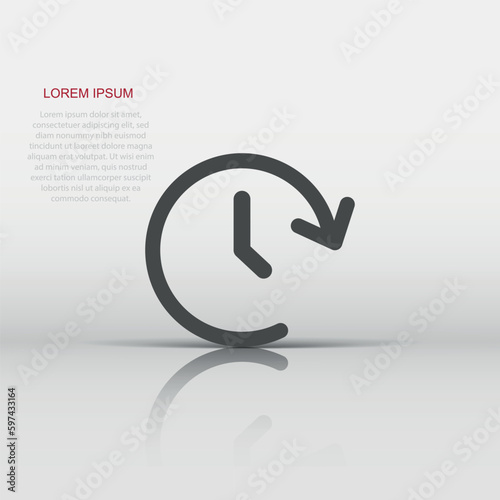 Vector clock time icon in flat style. Timer 24 hours sign illustration pictogram. Clockwise business concept.