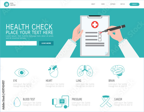 health check infographic.set icon check up healthcare concept.