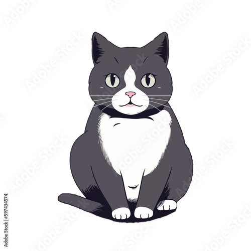 grey and white cat vector/icon