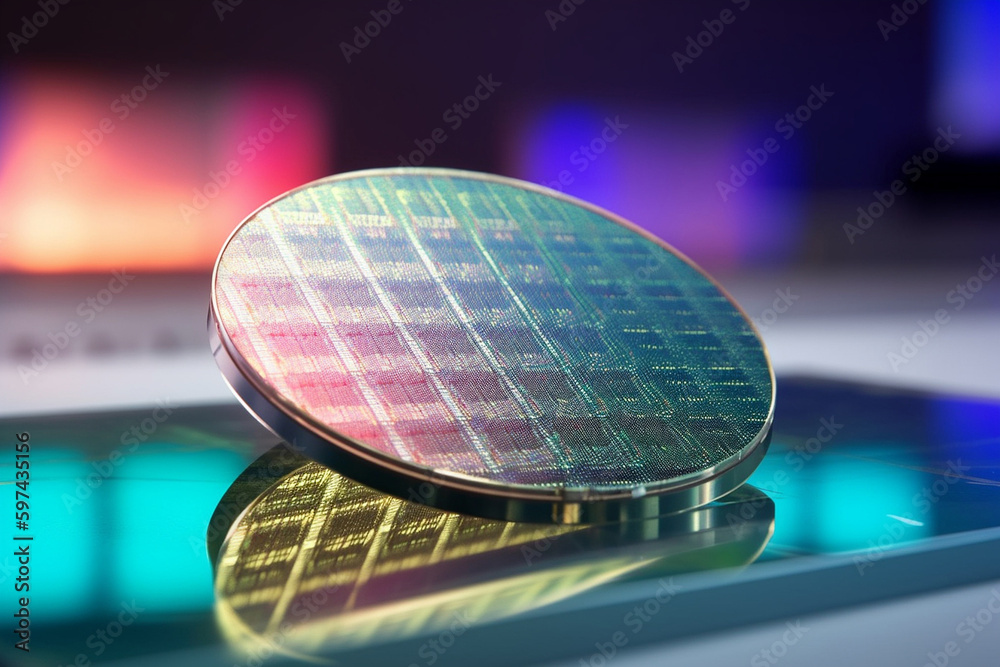 silicon wafer, microchip manufacturing, created by a neural network
