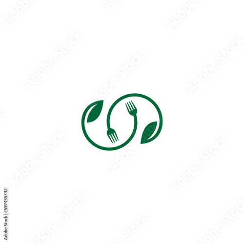 leaf and cutlery vector illustration for an icon,symbol or logo. suitable for vegetarian or healthy food logo