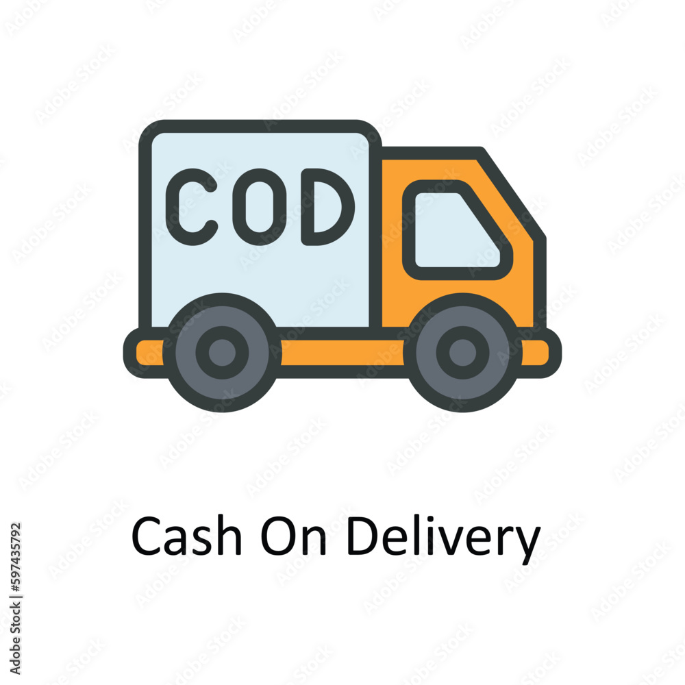 Cash On Delivery  Vector  Fill outline Icons. Simple stock illustration stock