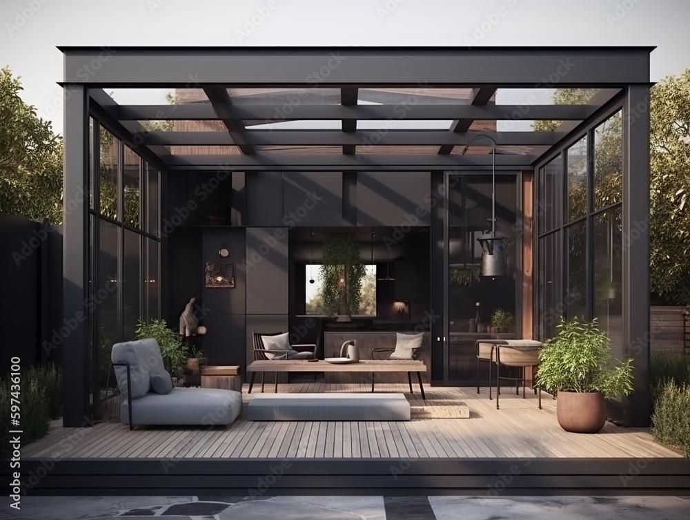 Fototapeta premium Home interior design with natural and fresh vibes with cozy sofa. Generative ai