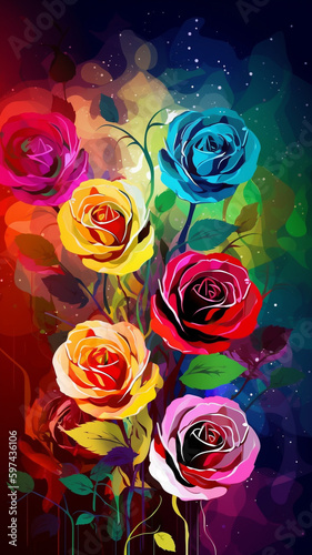 abstract colorful roses