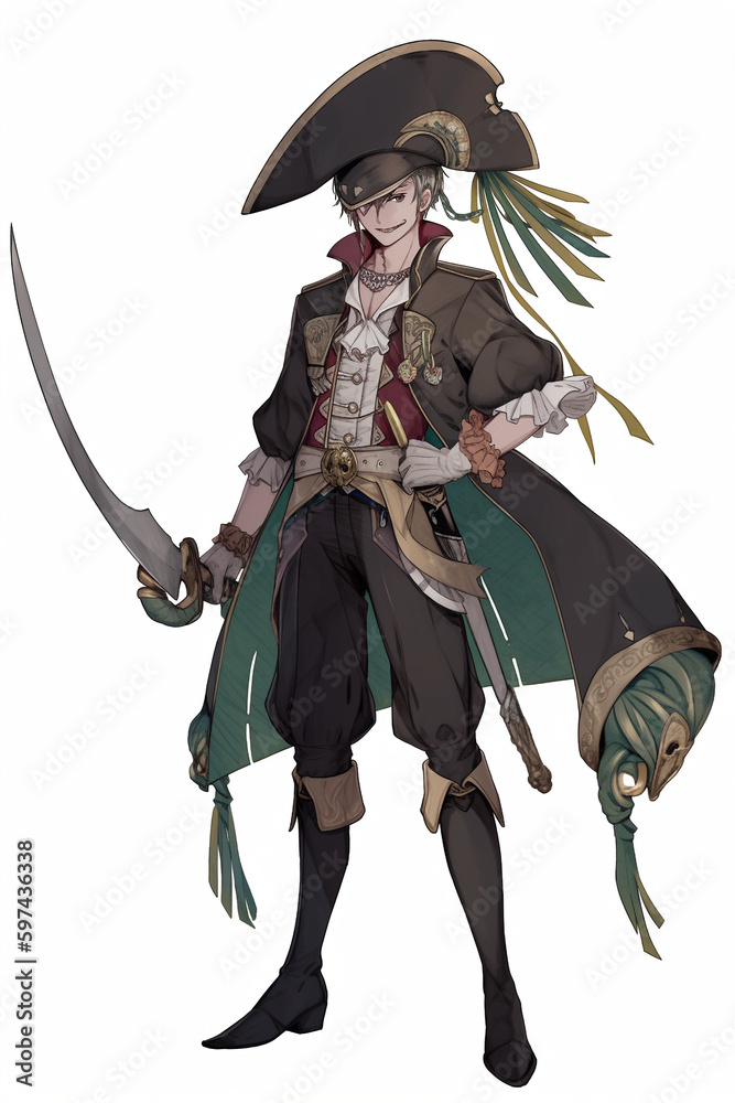 海賊の男性キャラクターの全身イラスト(AI generated image) 海賊の男性キャラクターの全身イラスト(AI generated image)