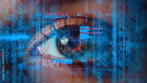 Data technology eye. Some elements are made using images obtained with the help of generative Ai technologies.