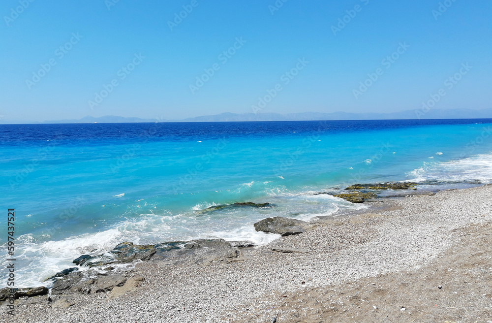 turquoise sea color on Rhodes Island, Greece