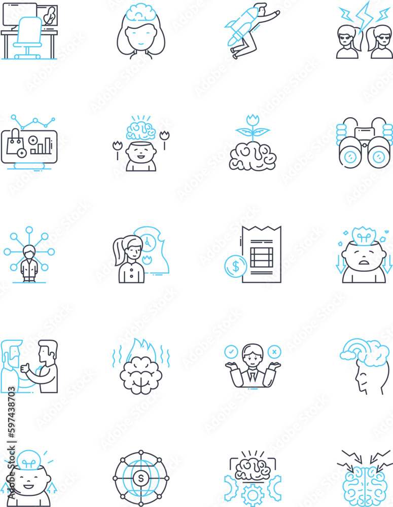 Team business linear icons set. Collaboration, Synergy, Trust, Accountability, Communication, Leadership, Innovation line vector and concept signs. Diversity,Cohesion,Empathy outline illustrations