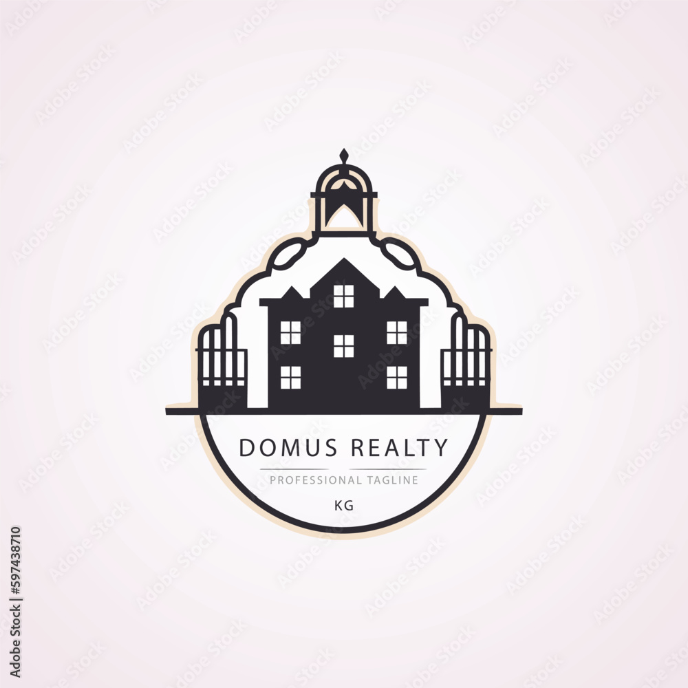 Real estate logo design template. Luxury house icon. Vector illustration