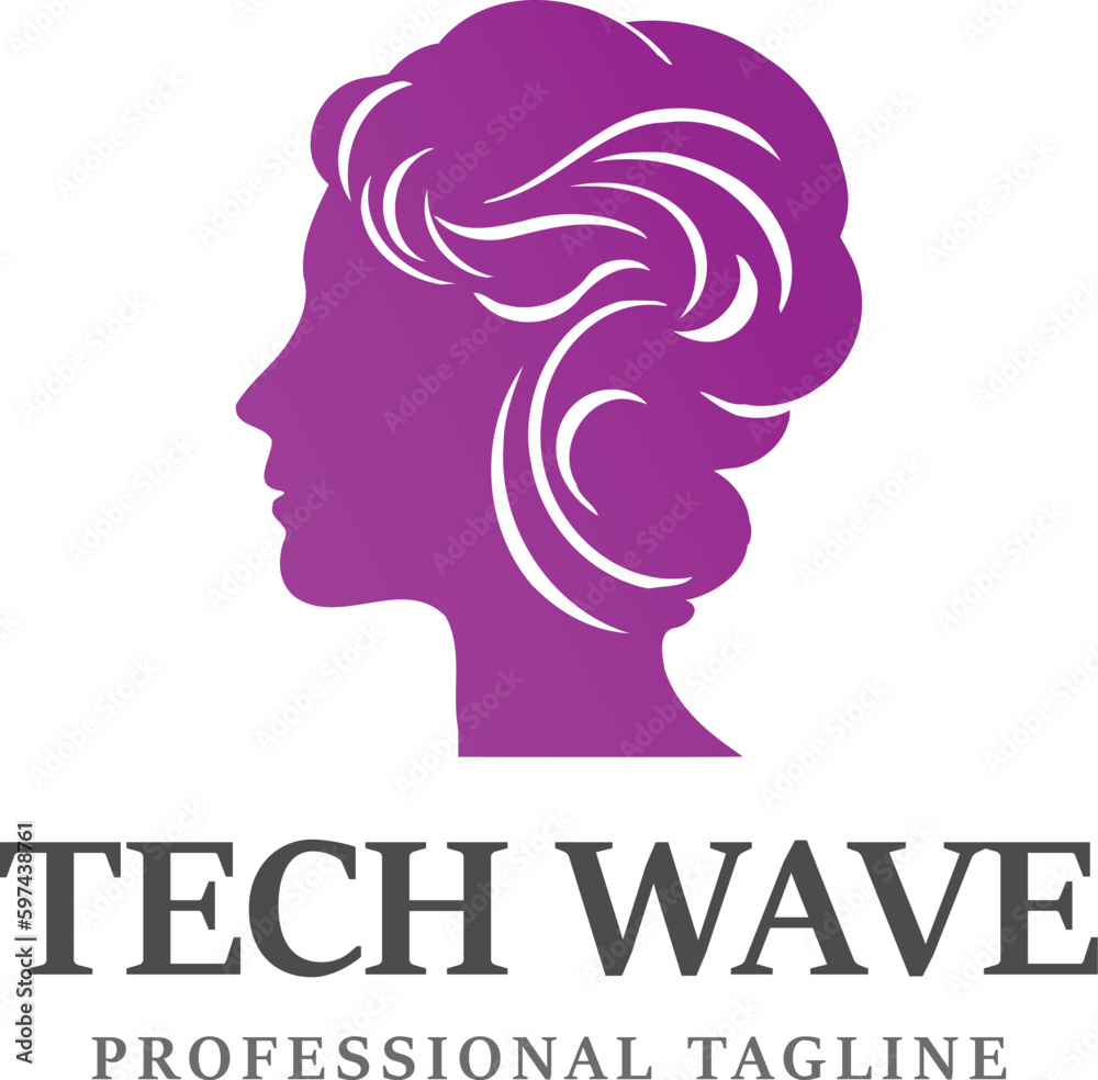 Modern beauty salon logo design. Woman face silhouette icon. Vector illustration.
