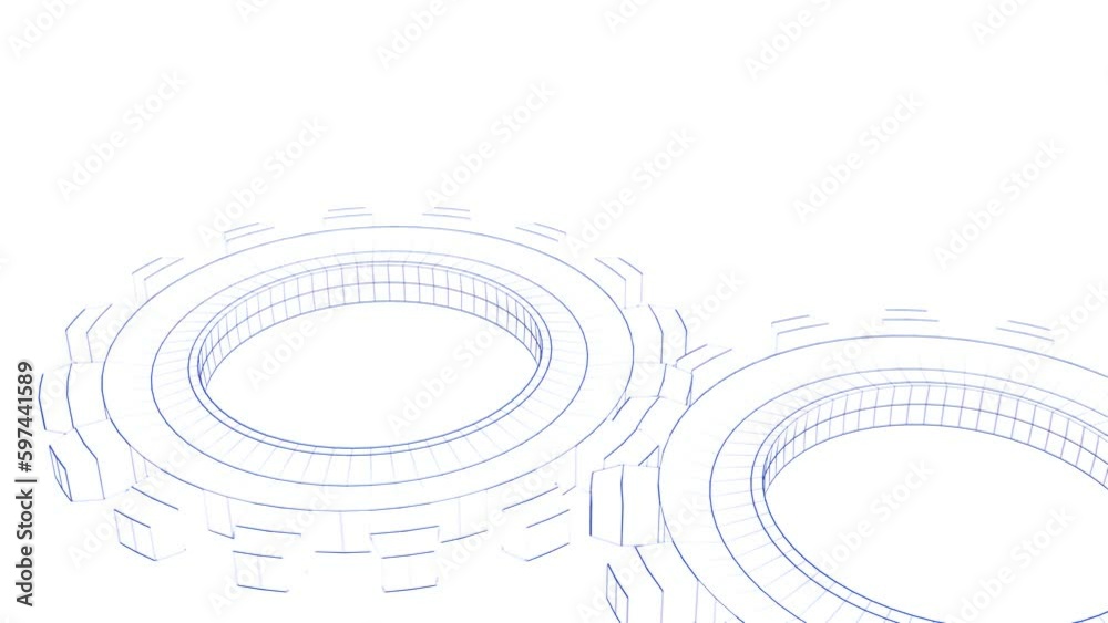 Zahnrad, Drehung, Teamarbeit, Mechanismus, Fortschritt, Entwicklung, 3D, Arbeit, Motorik, weiss, blau, skizze, zeichnung, technisch, wireframes