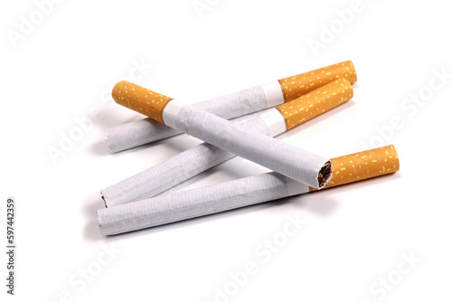 Smoking cigarettes with filter isolated on white