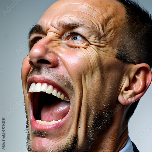 ai-generated, illustration of a very angry man yelling